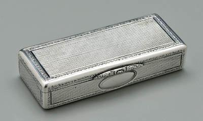 Appraisal: Russian silver traveling chamberstick rectangular case with fold out taper