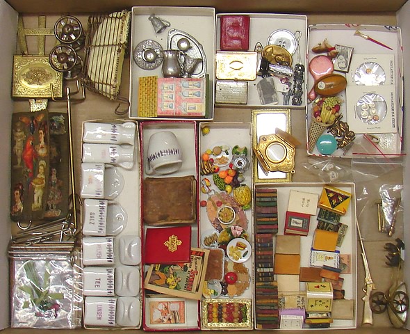 Appraisal: Lot of minis German china cannister set food stuffs books