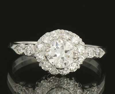 Appraisal: A Ladies' Platinum and Diamond Ring Platinum ring set in