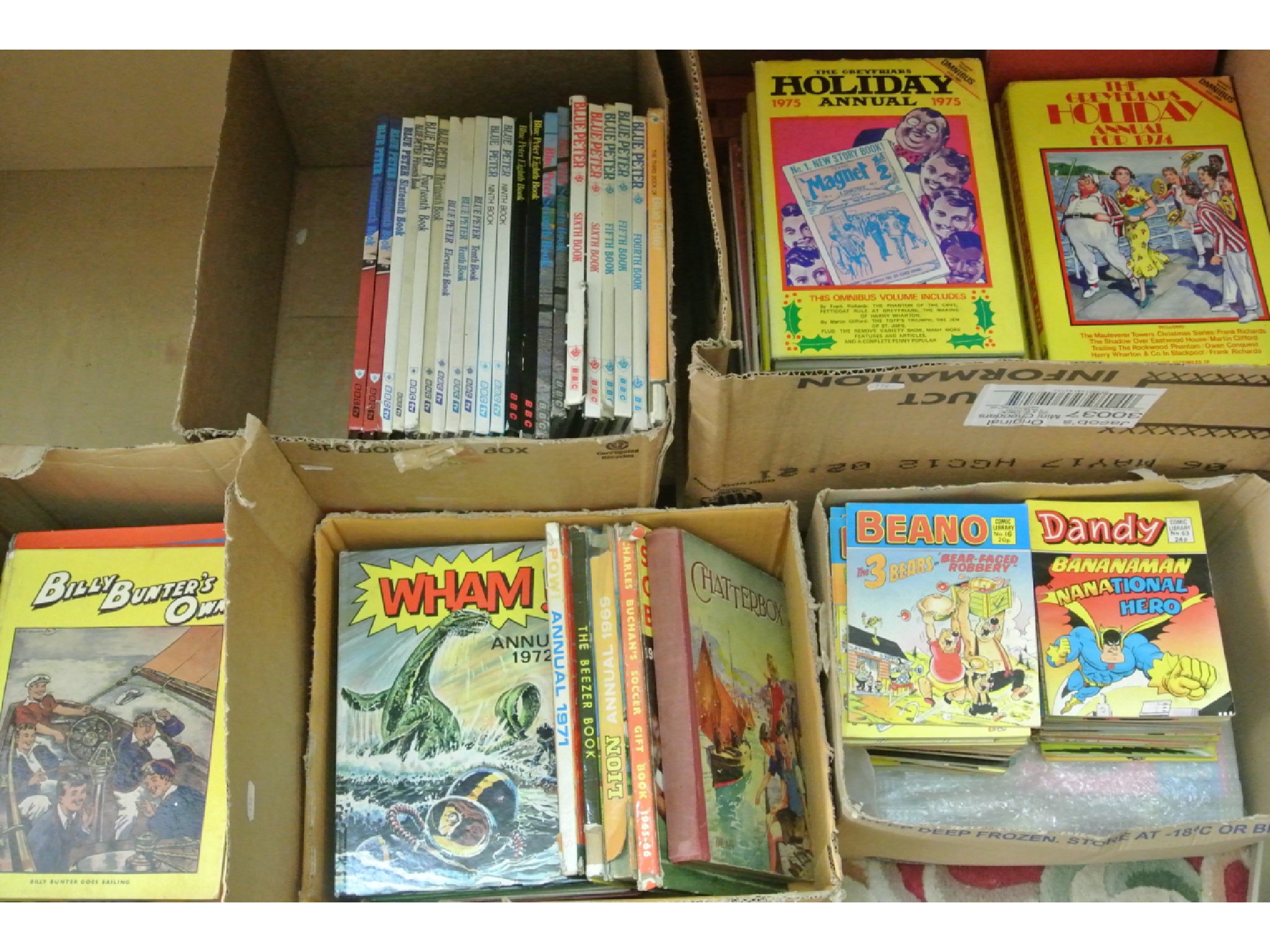 Appraisal: Five boxes of miscellaneous annuals and other children's books including