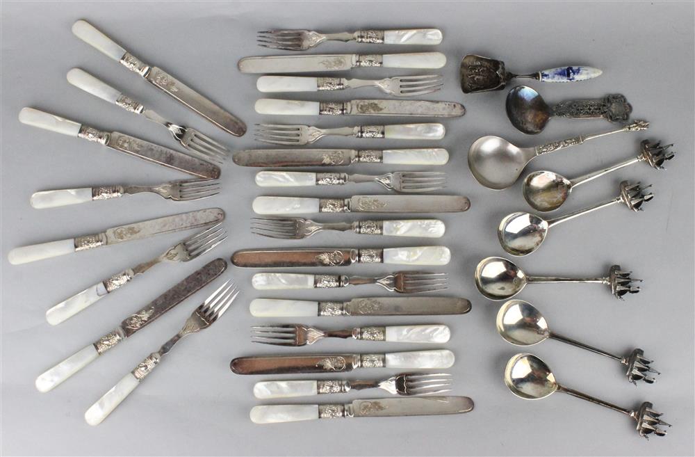 Appraisal: FIVE DUTCH SILVER SHIP-TERMINAL SPOONS together wih a Norwegian silver