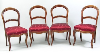 Appraisal: Four Victorian Parlor Side Chairs Four carved wood Victorian parlor