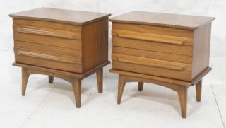 Appraisal: Pr American Modern Walnut Night Stands Two drawe Pr American