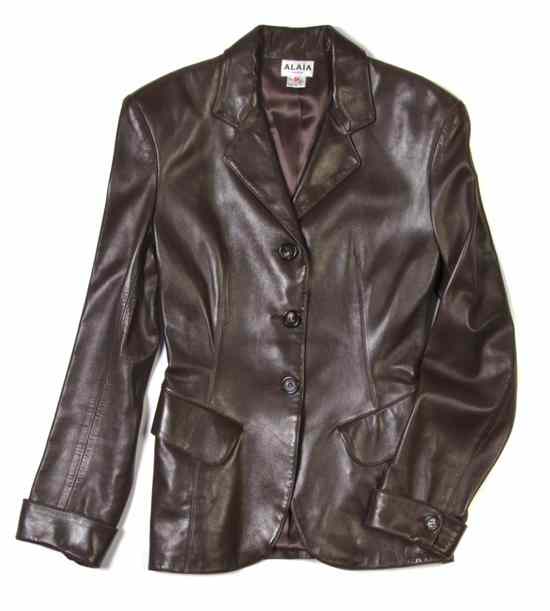 Appraisal: An Alaia Brown Leather Jacket Labeled Alaia Size