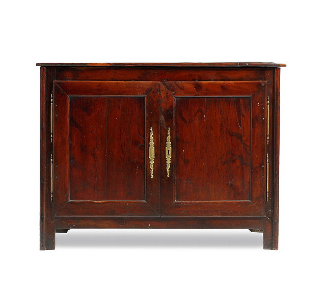 Appraisal: A FRENCH WALNUT SIDE CABINET with twin panelled doors standing