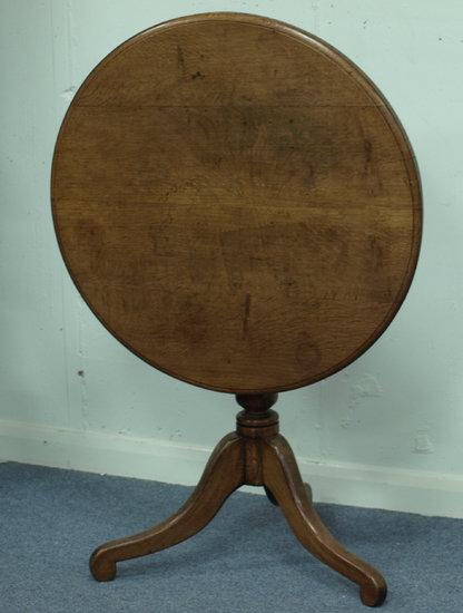 Appraisal: A late th Century oak tripod table the circular top