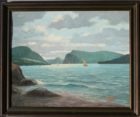 Appraisal: BLAKESLEE Frederick American - ''Lake Willoughby Vermont'' Sailing Scene OIL