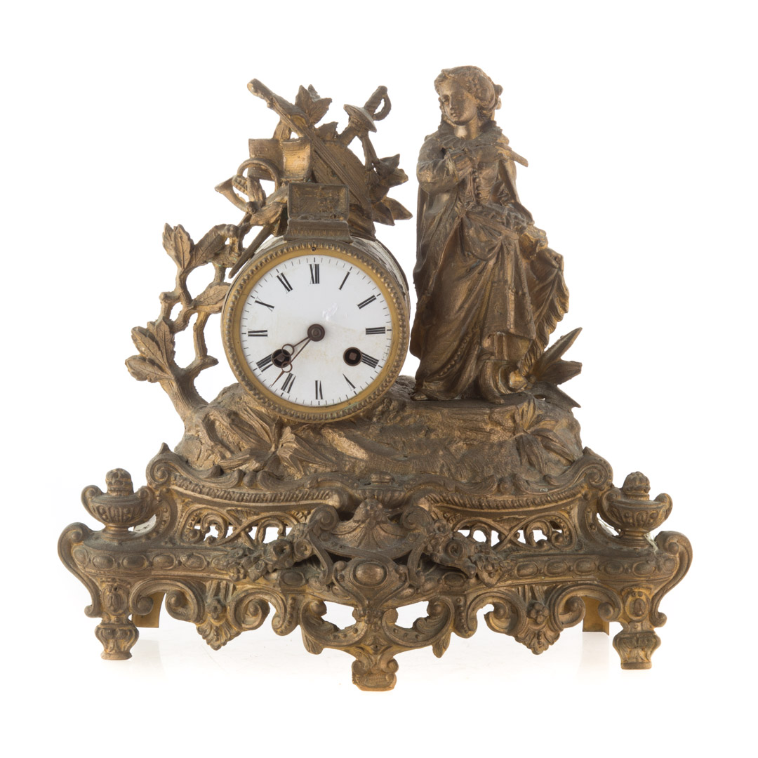 Appraisal: Napoleon III style gilt-metal figural mantel clock in H in