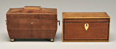 Appraisal: Two tea inlaid boxes one mahogany with band and light