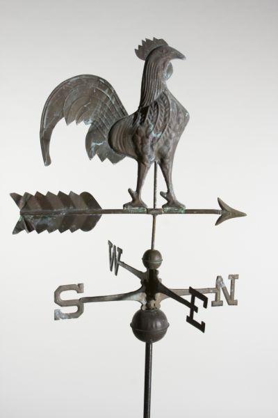 Appraisal: Metal Rooster Weathervane th century with directional arrows and compass