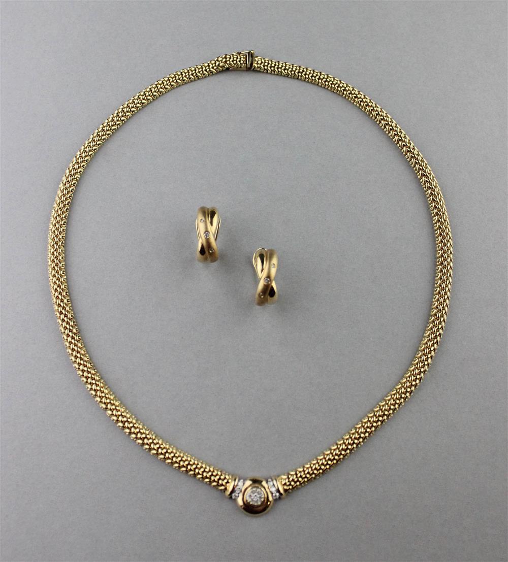 Appraisal: K GOLD AND DIAMOND CHOKER WITH K GOLD AND DIAMOND