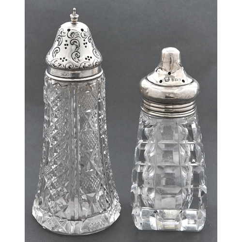 Appraisal: An Edwardian silver mounted cut glass sugar caster and cover