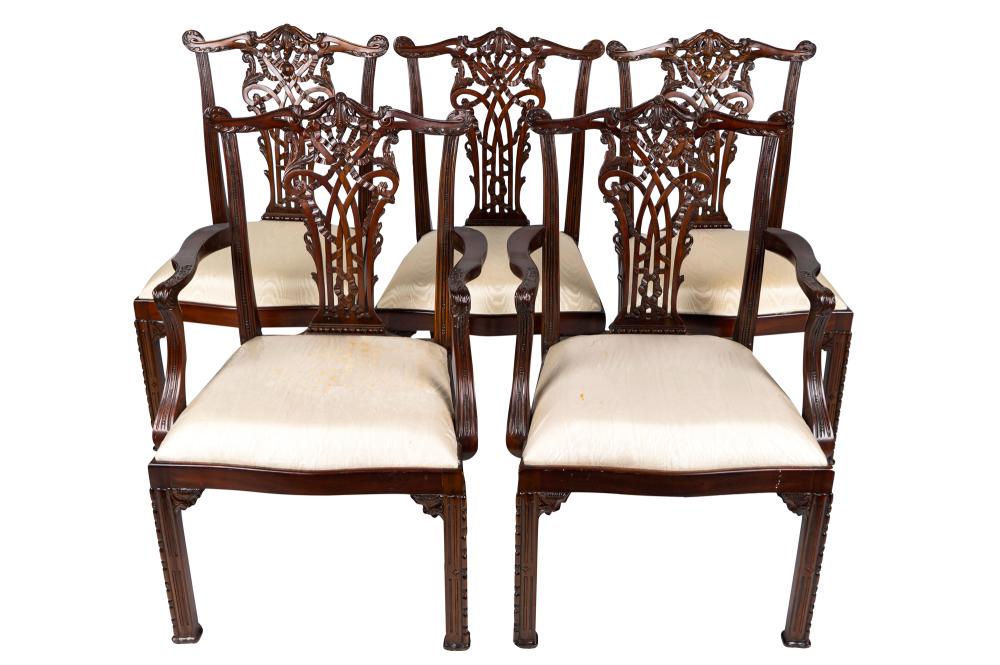 Appraisal: TWELVE MAITLAND SMITH MAHOGANY DINING CHAIRSin the Chippendale style covered