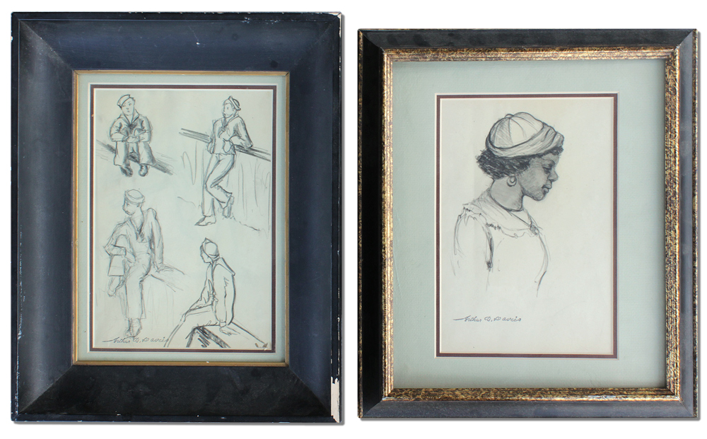 Appraisal: TWO PIECE ARTHUR B DAVIES DRAWING LOT To include Study