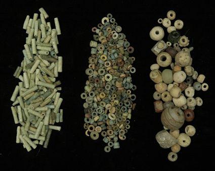 Appraisal: Assorted Roman Byzantine Glass Beads Together with pottery and hardstone