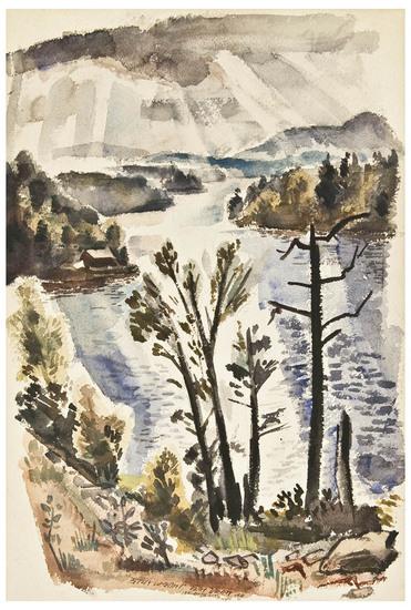 Appraisal: Stuyvesant Van Veen - Seventh Lake New York Watercolor on