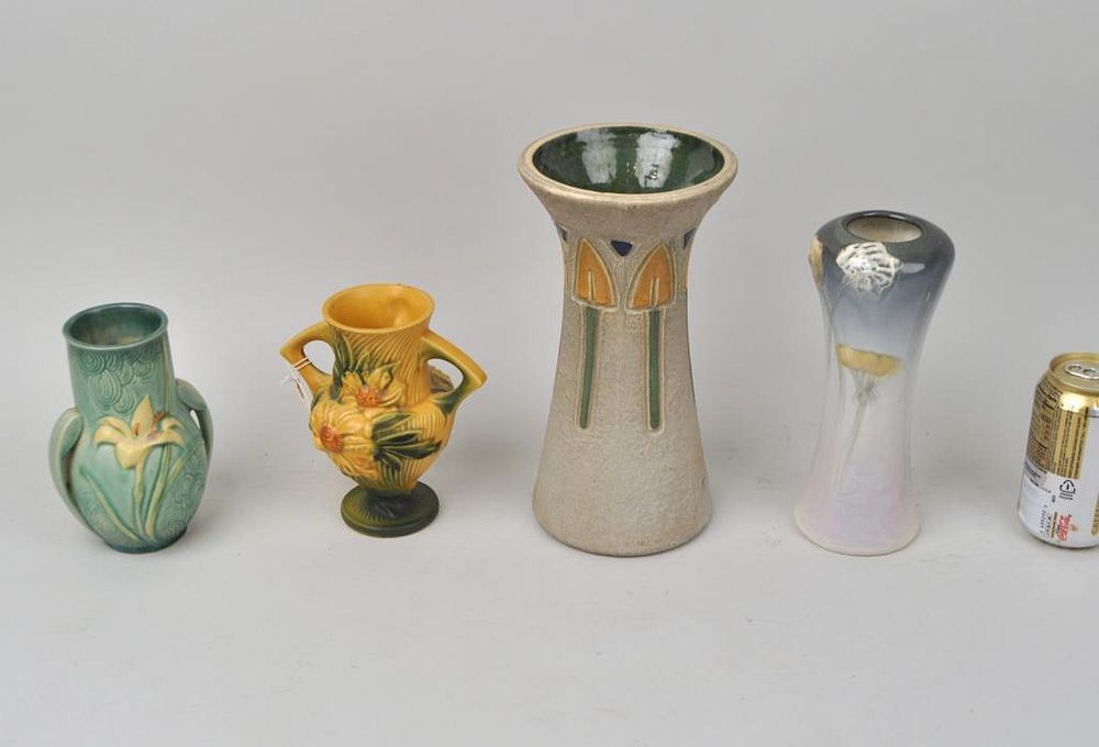 Appraisal: Four Art Pottery Vases comprising three Roseville and one Weller