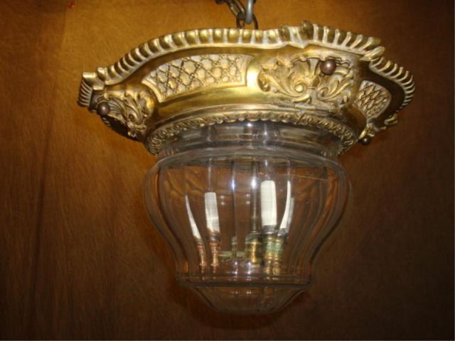 Appraisal: Bronze crystal hall chandelier Great quality Takes bulbs From Riverdale