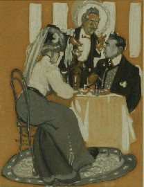 Appraisal: Ruby Lindsay - Dining Out watercolour signed' Ruby Lind' lower