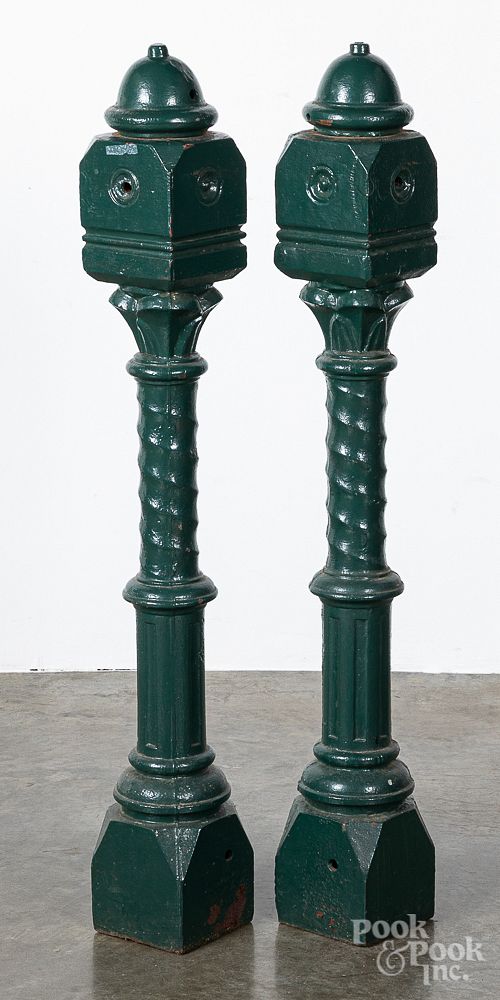 Appraisal: Pair of cast iron hitching posts Pair of cast iron