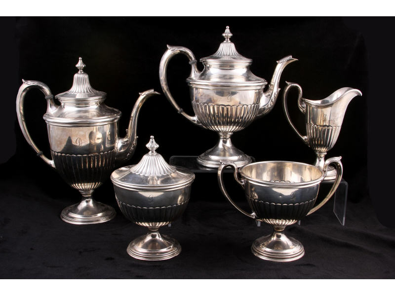 Appraisal: Manchester Sterling Tea Coffee Service five piece service including coffee