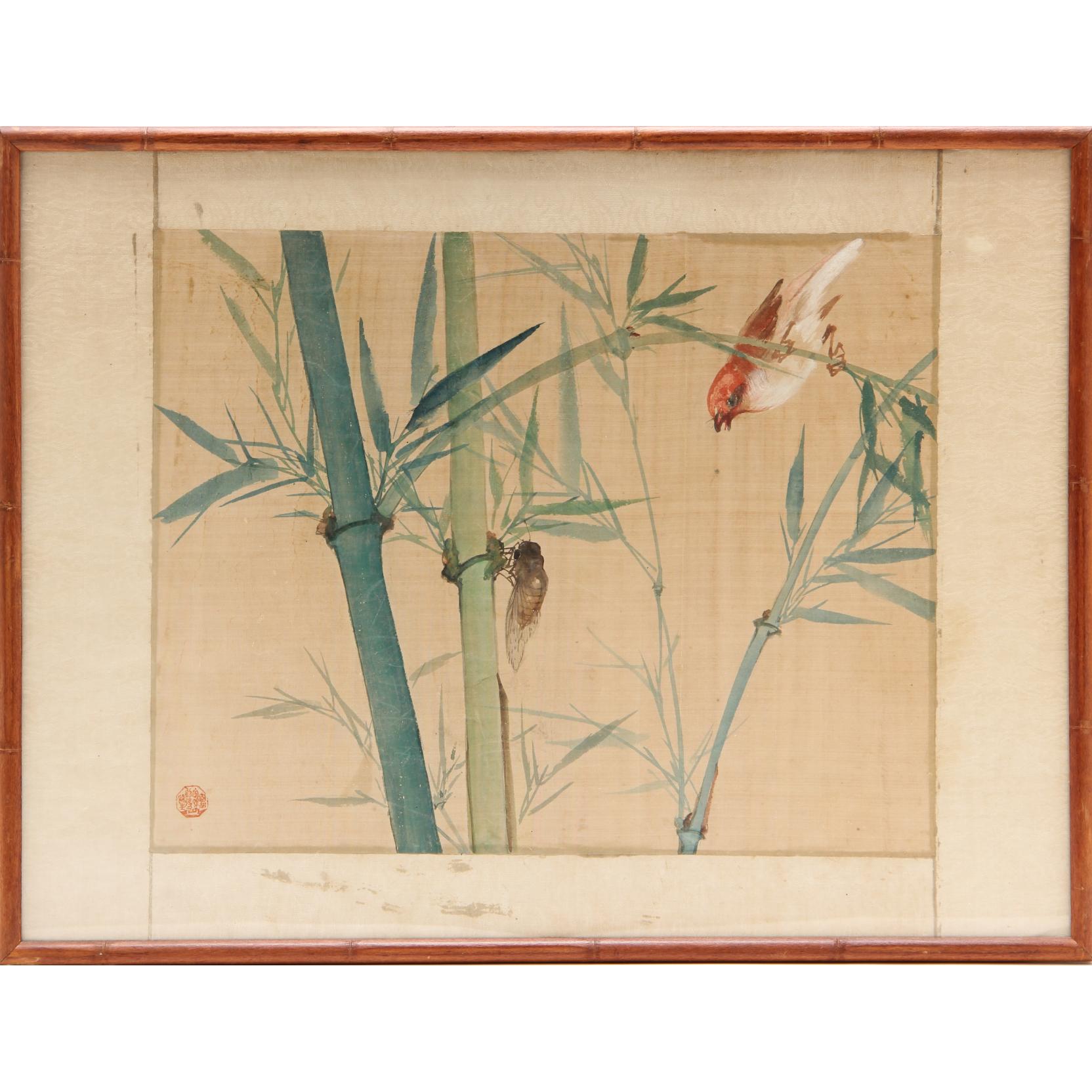 Appraisal: Chinese Painting of Bamboo and Birds th century red artist's