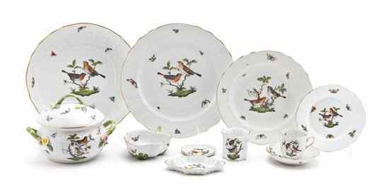 Appraisal: A Herend Porcelain Partial Dinner Service in the Rothschild Bird