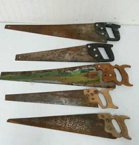 Appraisal: They include possibly Disston made Warranted Superior hand saws -