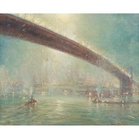 Appraisal: Johann Berthelsen American - Brooklyn Bridge Evening Estimate -