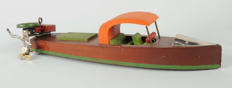 Appraisal: Early Wind-Up Speed Boat Toy Wonderful construction on this speed