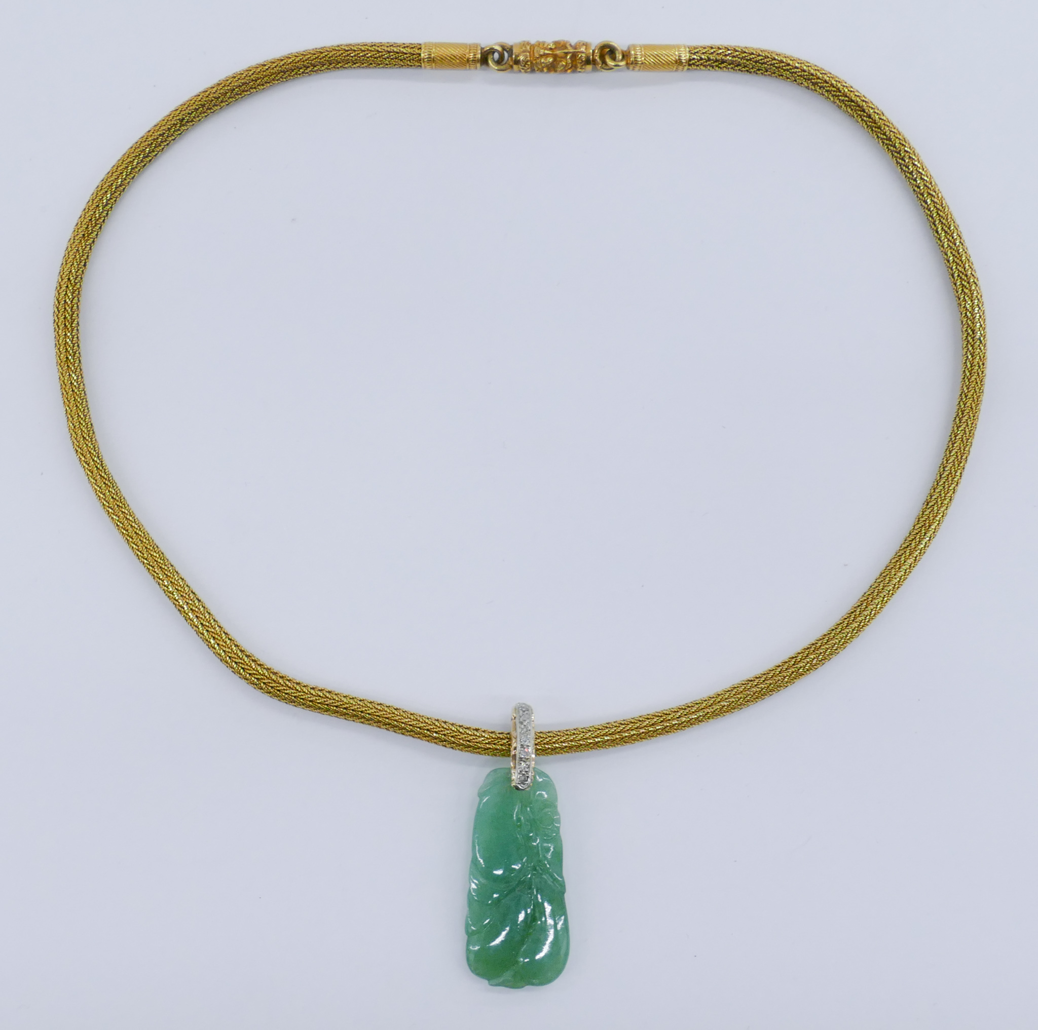 Appraisal: Chinese k Gold Necklace with Jade Pendant It has a