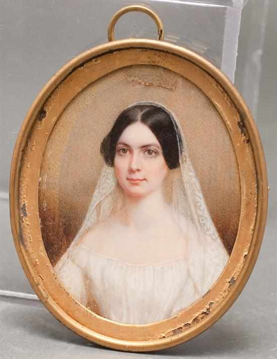 Appraisal: American School th century Portrait miniature of Catherine Hone Blatchford