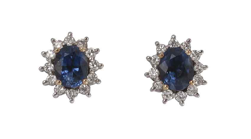 Appraisal: SAPPHIRE AND DIAMOND EARRINGS K yellow and white gold earrings