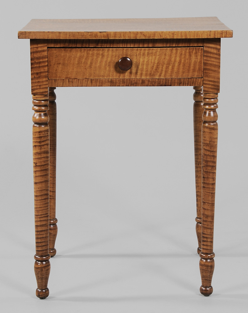 Appraisal: Federal Tiger Maple One-Drawer Table Ohio th century highly figured