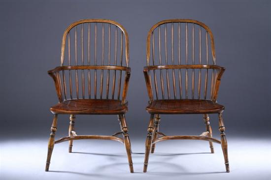 Appraisal: SET TEN MIXED WOOD WINDSOR STYLE ARM CHAIRS late th