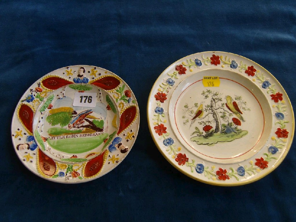 Appraisal: Two early th century child's plates one with printed and