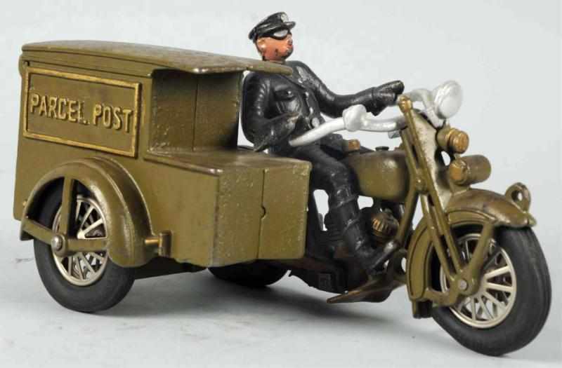 Appraisal: Cast Iron Hubley Parcel Post Motorcycle Toy American Original rider