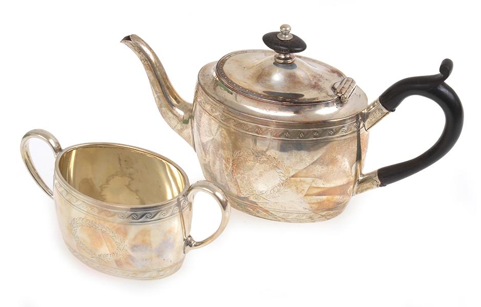 Appraisal: VICTORIAN TWO PIECE STERLING TEA SET COMPRISING OF TEAPOT AND