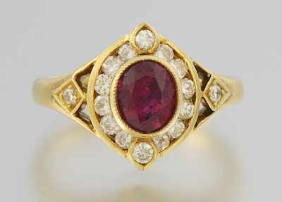 Appraisal: A Ladies' Ruby and Diamond Ring k yellow gold mounting