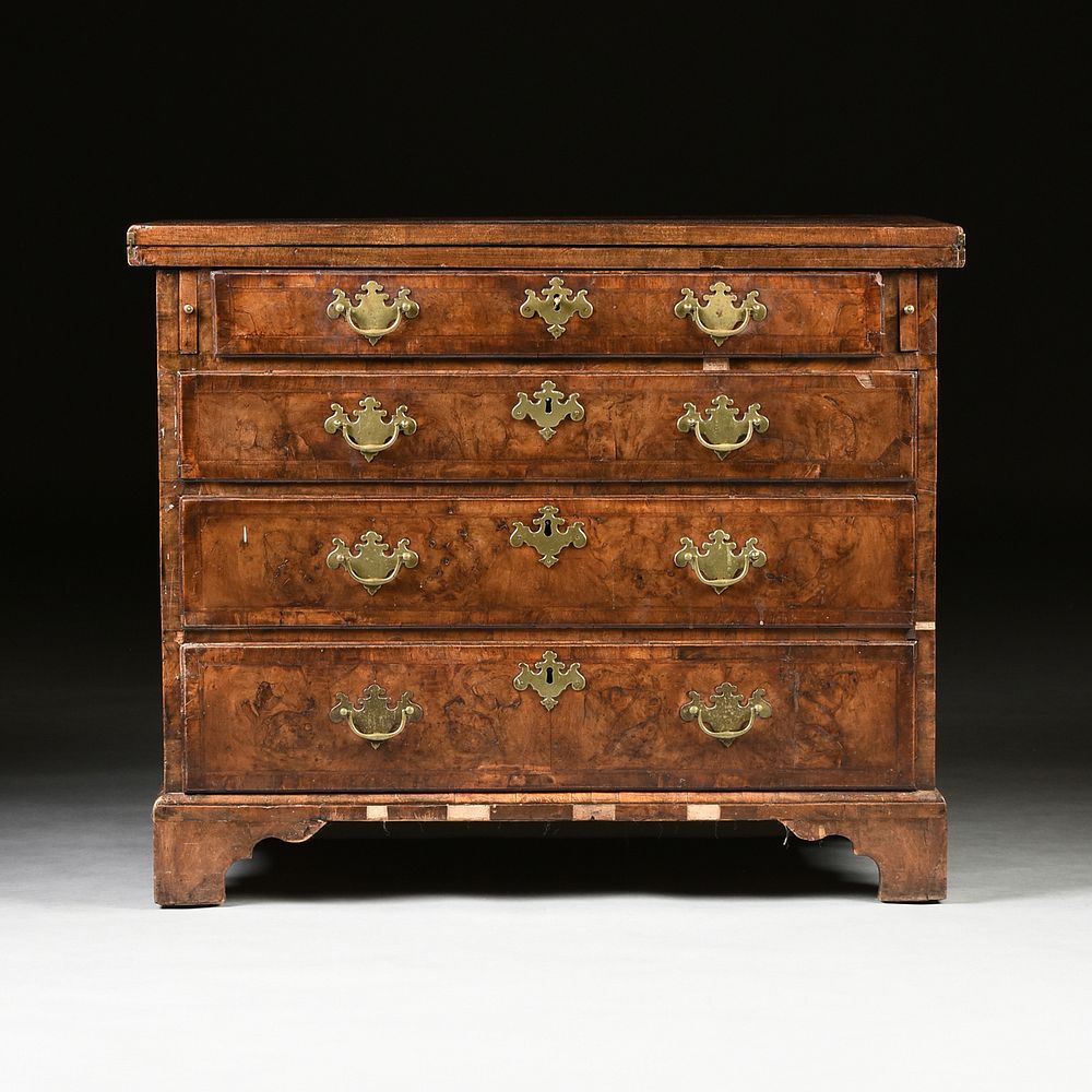 Appraisal: A GEORGE I WALNUT AND BURLED WALNUT BATCHELOR'S CHEST OF