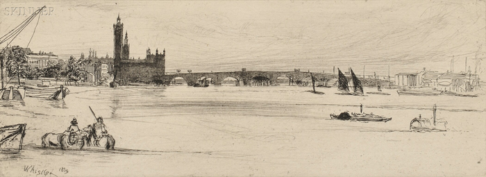 Appraisal: James Abbott McNeill Whistler American - Old Westminster Bridge second