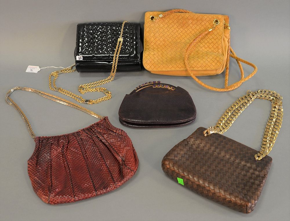 Appraisal: Five purses to include three Bottega Veneta purses one tan