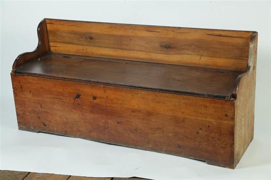 Appraisal: STORAGE BENCH American th century walnut poplar and pine Shaped