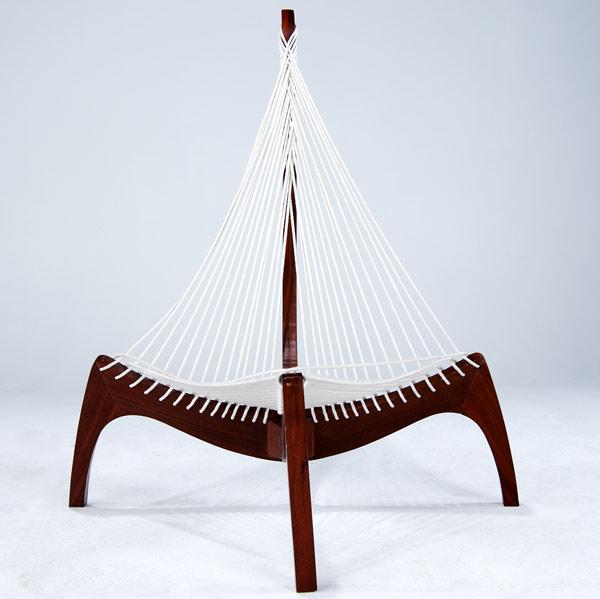 Appraisal: J RGEN HOVELSKOV Harp chair with mahogany frame and flag