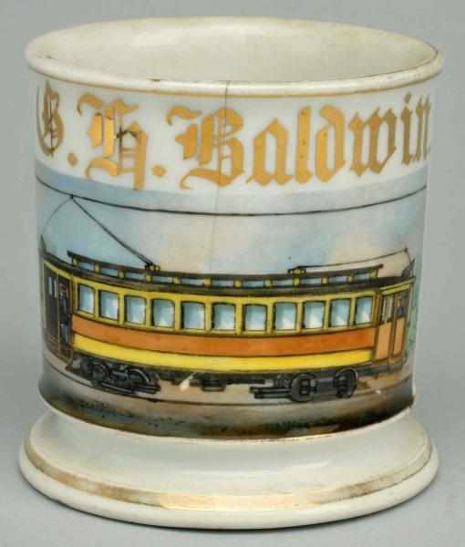 Appraisal: Train Trolley Shaving Mug Gilded G H Baldwin One hairline