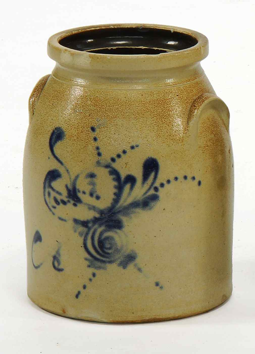 Appraisal: ANTIQUE AMERICAN TWO-GALLON STONEWARE CROCK th CenturyWith cobalt floral decoration