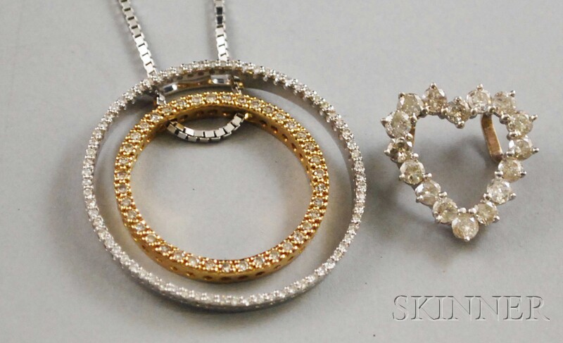 Appraisal: Two kt Gold and Diamond Jewelry Items a white gold