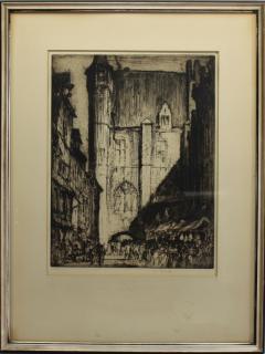 Appraisal: Frank Brangwyn - Antique Signed Etching of Bustling Street Scene