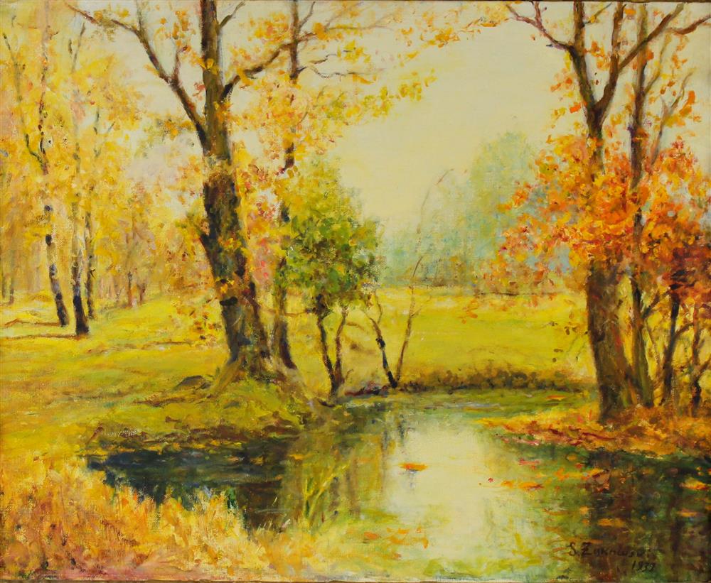 Appraisal: STANISLAV JULIANOVI ZUKOWSKY RUSSIAN - AUTUMN LANDSCAPE Oil on canvas