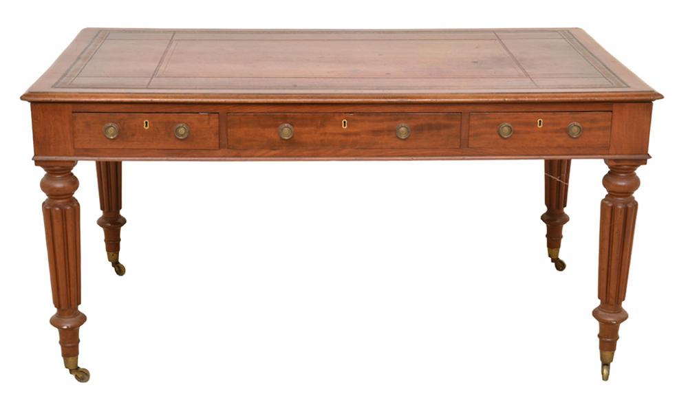 Appraisal: AN EARLY VICTORIAN MAHOGANY PARTNERS DESK rectangular with a leather